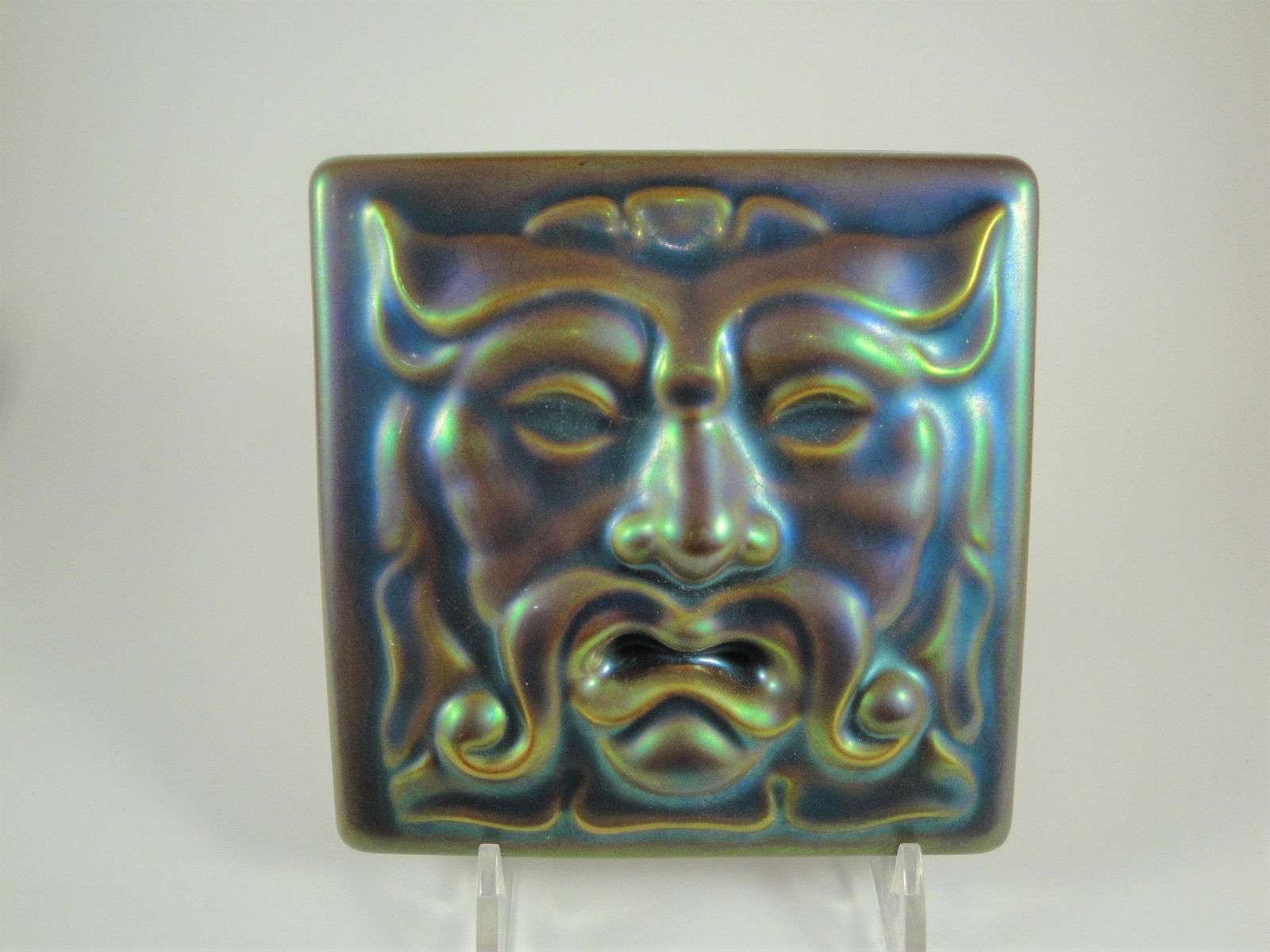 Zsolnay Ceramic Lion Gargoyle plaque or tile in Eocene (1 of 3)