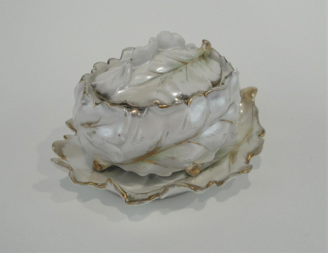 Royal Bayreuth Leaf Pattern footed Dresser Box and (1 of 7)