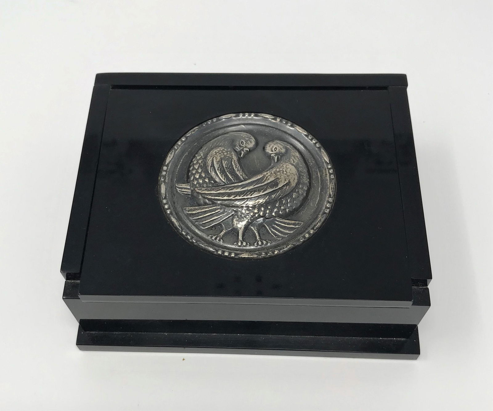 Black Lucite and Sterling Table Box, circa 1945. (1 of 6)