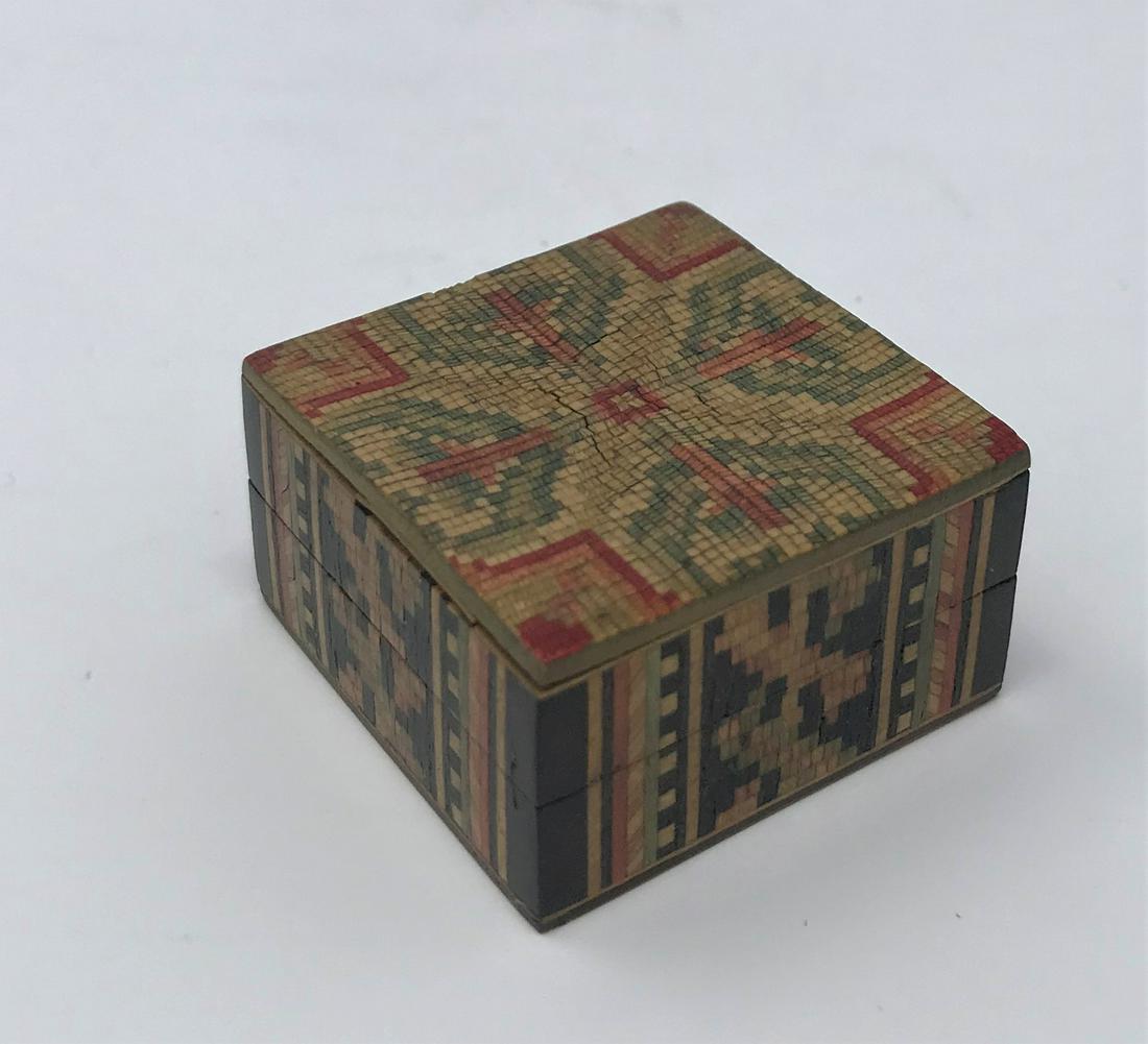 Small and Intricate Tunbridgeware Box circa mid-19th (1 of 4)