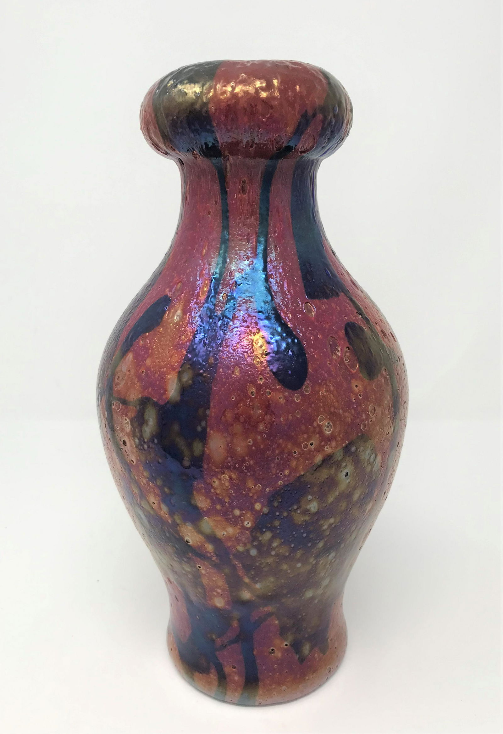 Large Lava Glass Vase, Hand Blown, late 20th Century. (1 of 4)