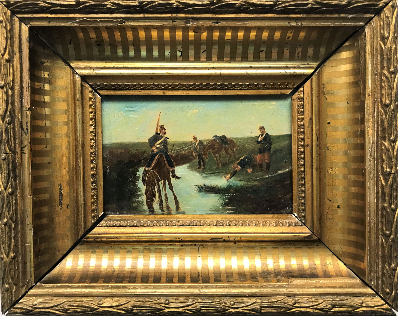 A Small 19th Century Oil on Wood Panel. (1 of 5)