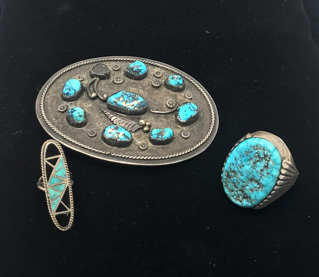 Group of Navajo Silver & Turquoise Jewelry. (1 of 5)