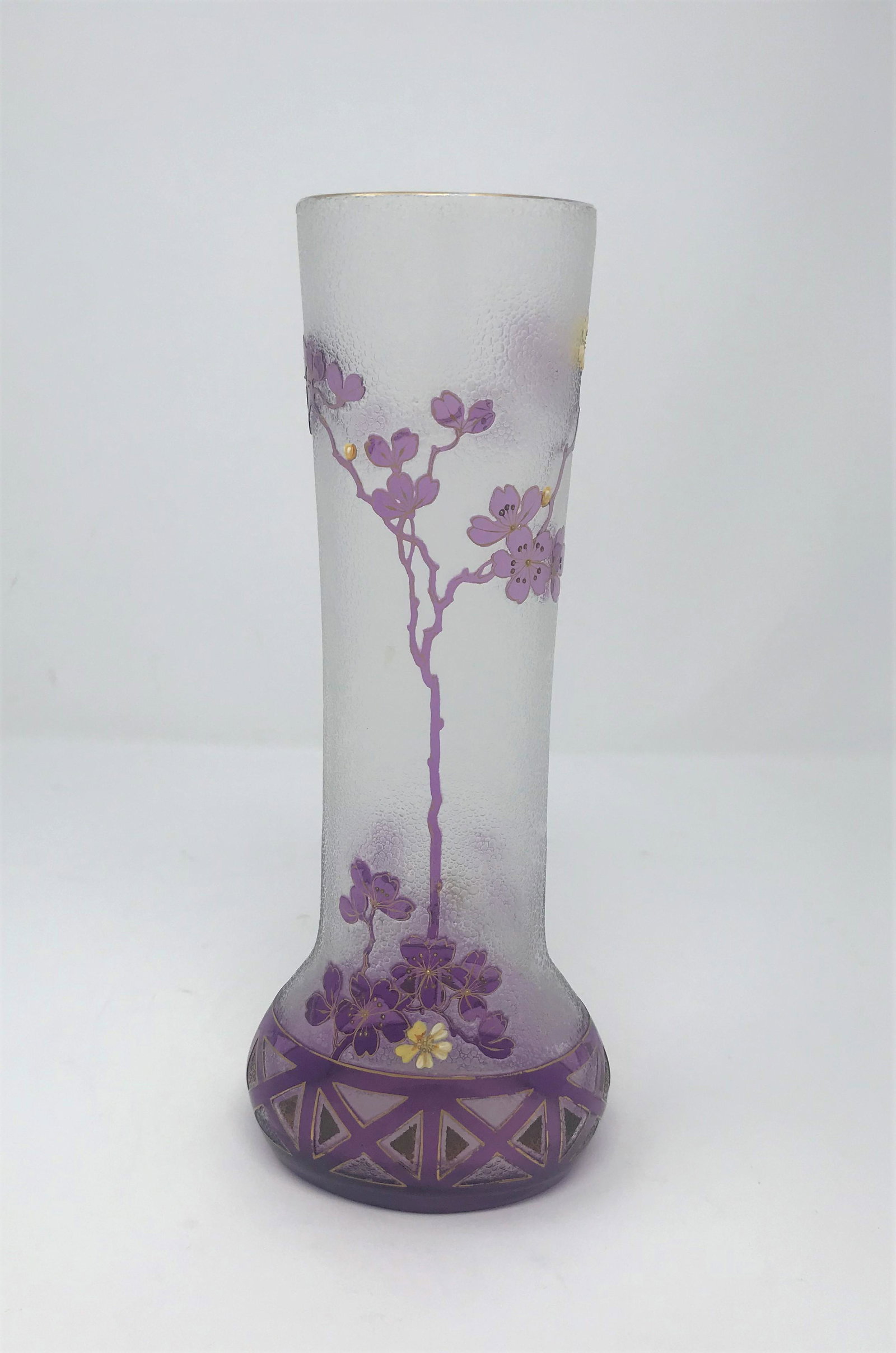 Mont Joye Enameled Cameo Art Glass Vase (1 of 5)