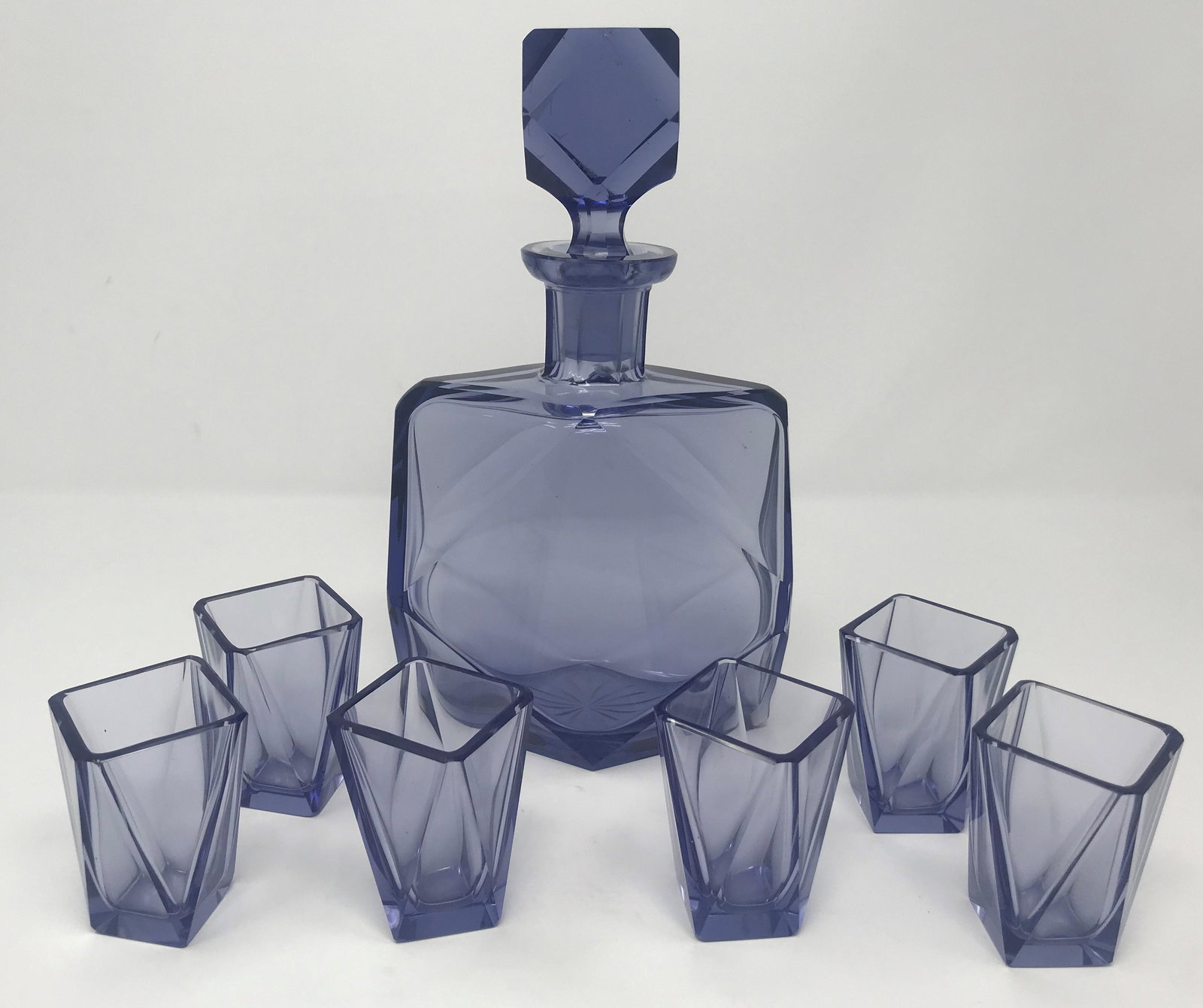 Art Deco Bohemian Glass Decanter Set, c. 1930's. (1 of 6)