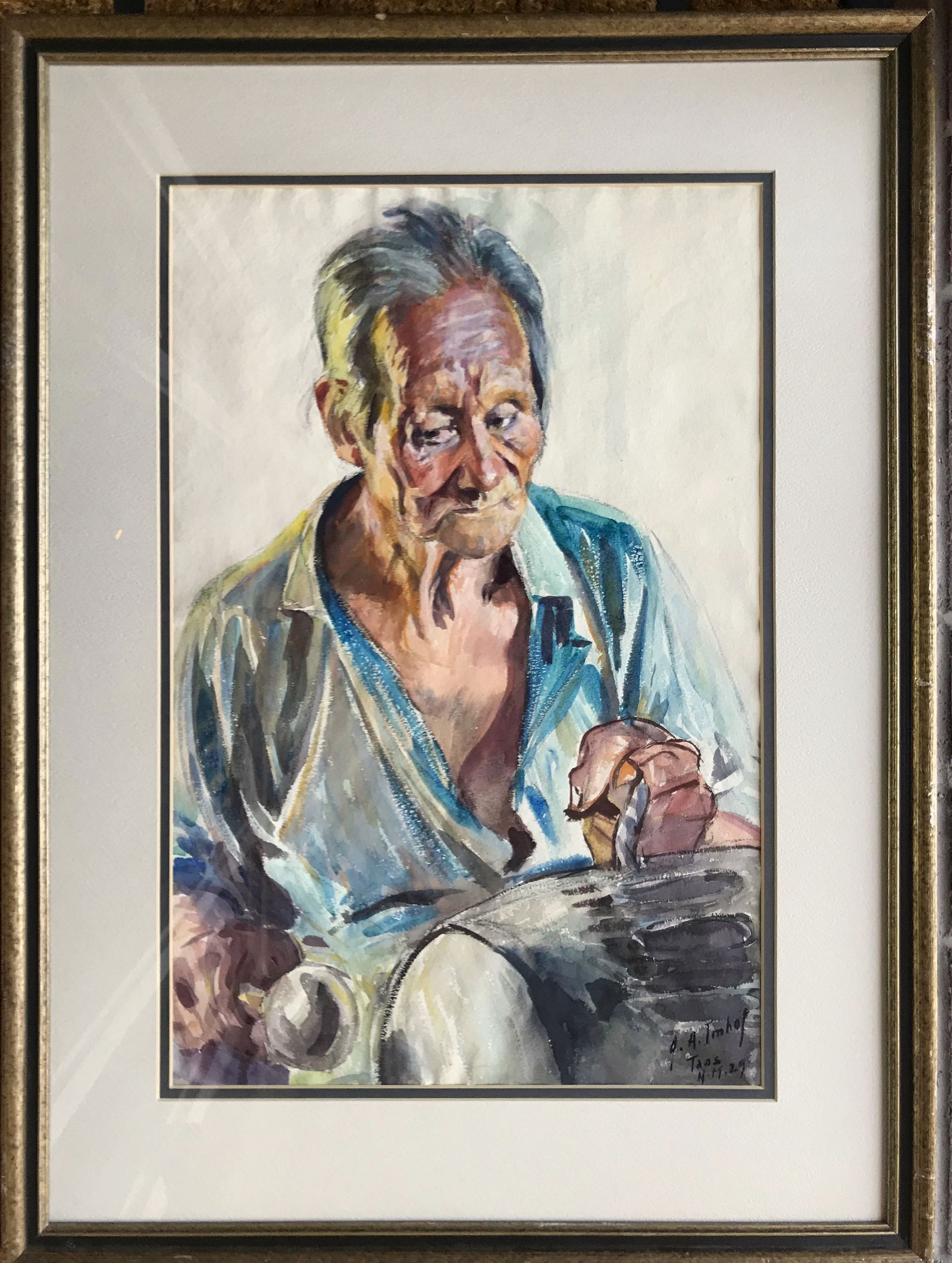 Joseph Imhof (NM 1871-1955) "Adam Pepo (White Tailed Deer)", Taos, NM, 1929. (1 of 7)