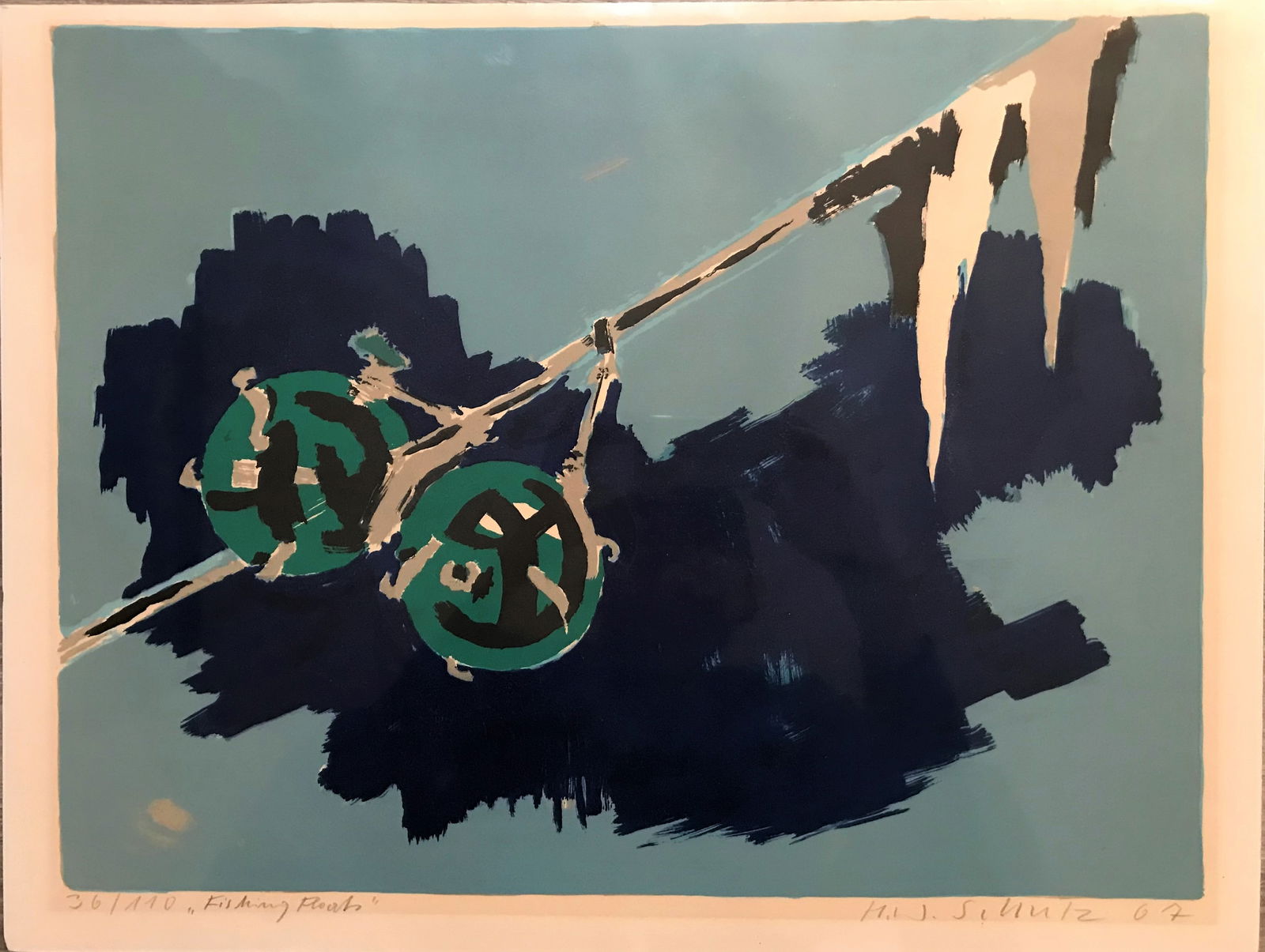 Hans Wolfgang Schulz (1910-1967) "Fishing Floats" Colored Serigraph. (1 of 3)