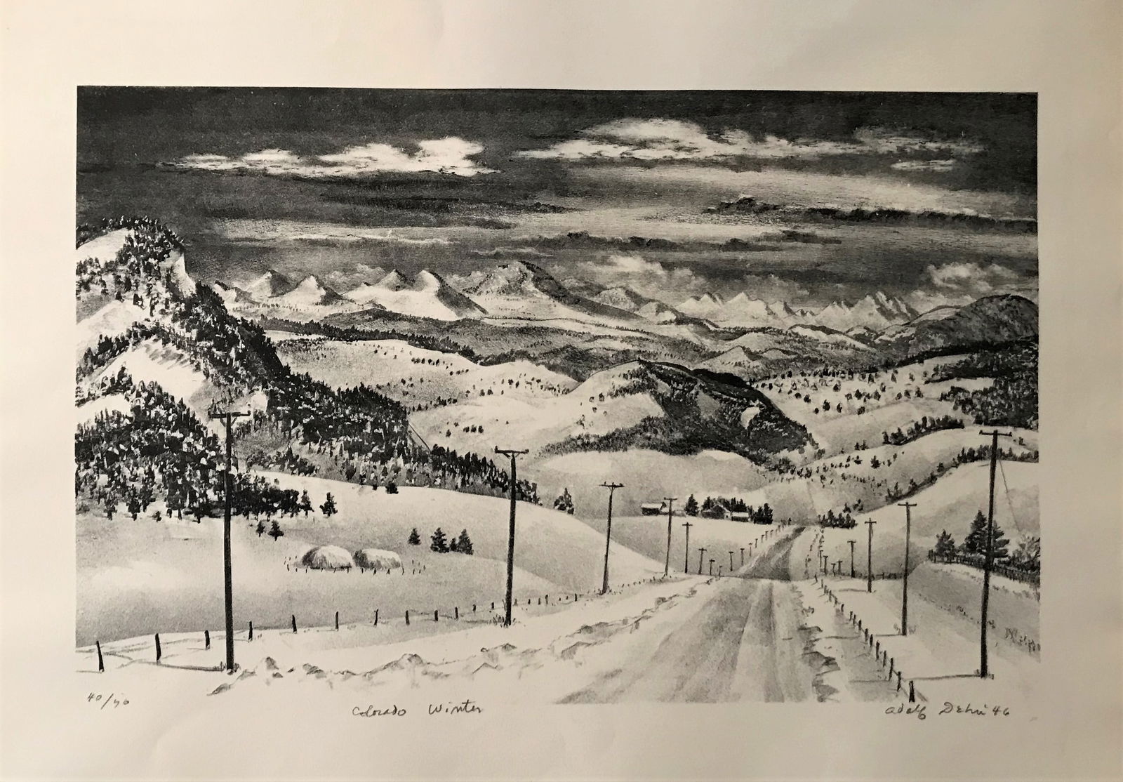 Adolf Dehn (CO, NY, 1895 -1968) "Colorado Winter" Lithograph, 1946. (1 of 4)