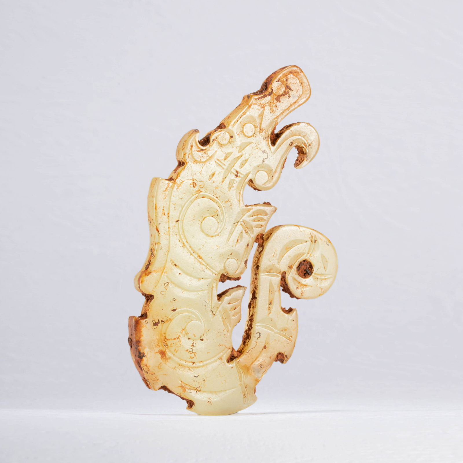 A Chinese Jade Dragon Ornament: Length:7cm; Width:4.3cm;