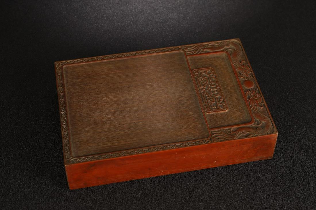 A Bamboo Double Dragons Inkslab: Thickness: 4cm; Length: 21cm; Width: 14cm; Weight: 874g