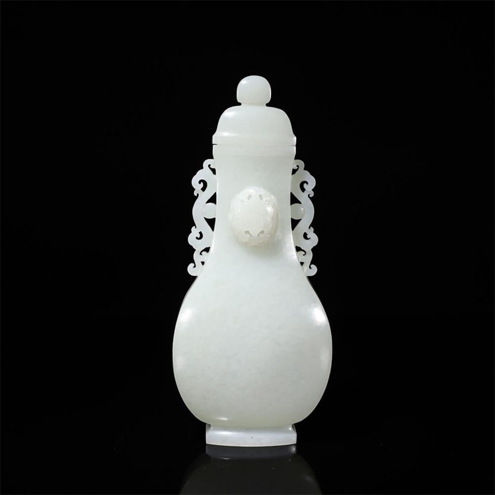 A Double Dragon Ears Hetian Jade Vase: A Double Dragon Ears Hetian Jade VaseWidth:8.5cm, Height:19.5cm, Weight:320g