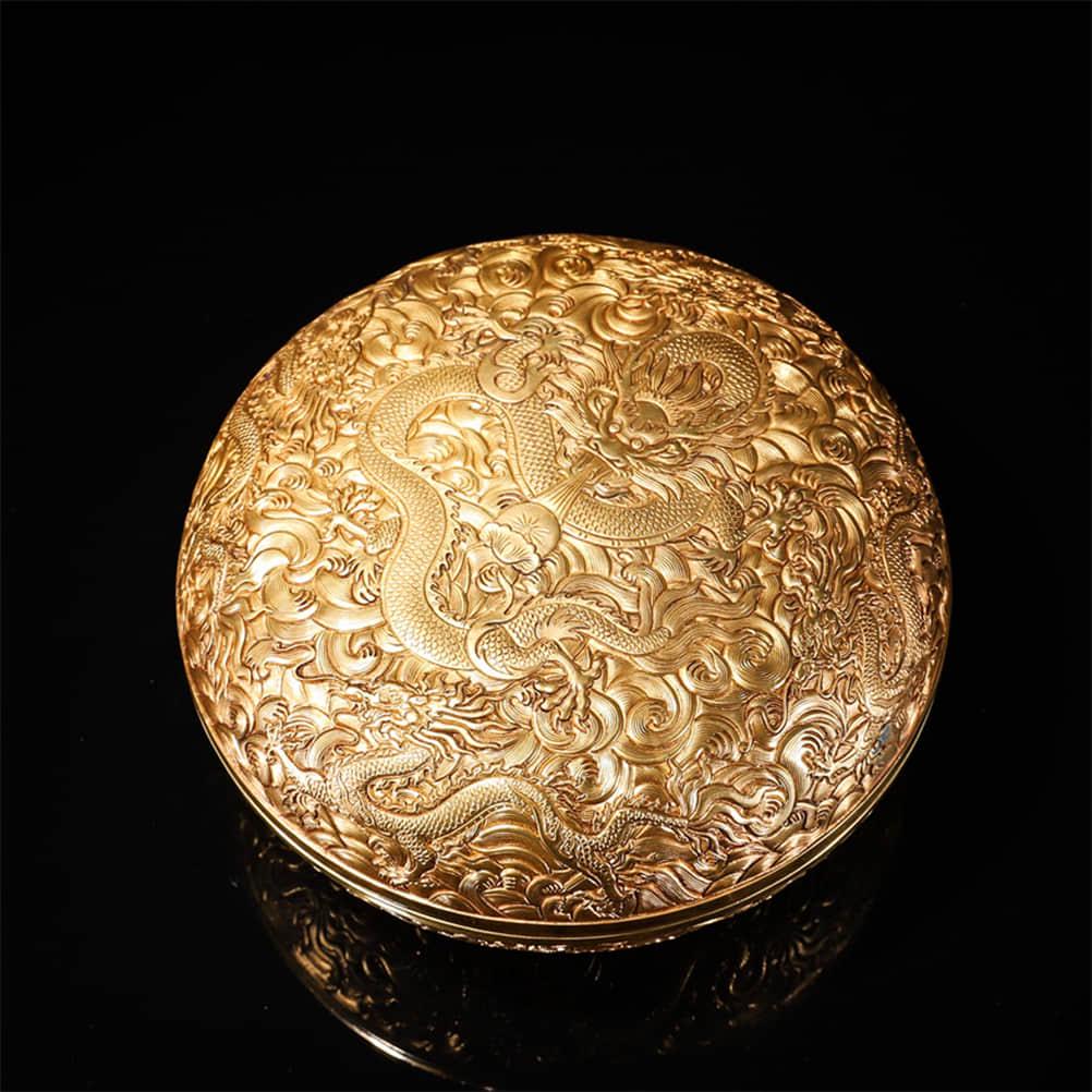 A Wave Dragon Pattern Gild Bronze Holding Box: A Wave Dragon Pattern Gild Bronze Holding Box1000