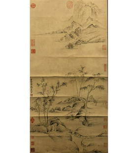 A Chinese Landscape Painting Scroll, Ni Zan Mark: A Chinese Landscape Painting Scroll, Ni Zan Mark Height:89cm, Width:45cm,