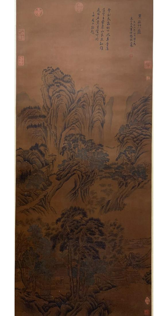 A Chinese Painting Silk Scroll, Wang Meng Mark: A Chinese Painting Silk Scroll, Wang Meng Mark Height:143cm, Width:61cm,