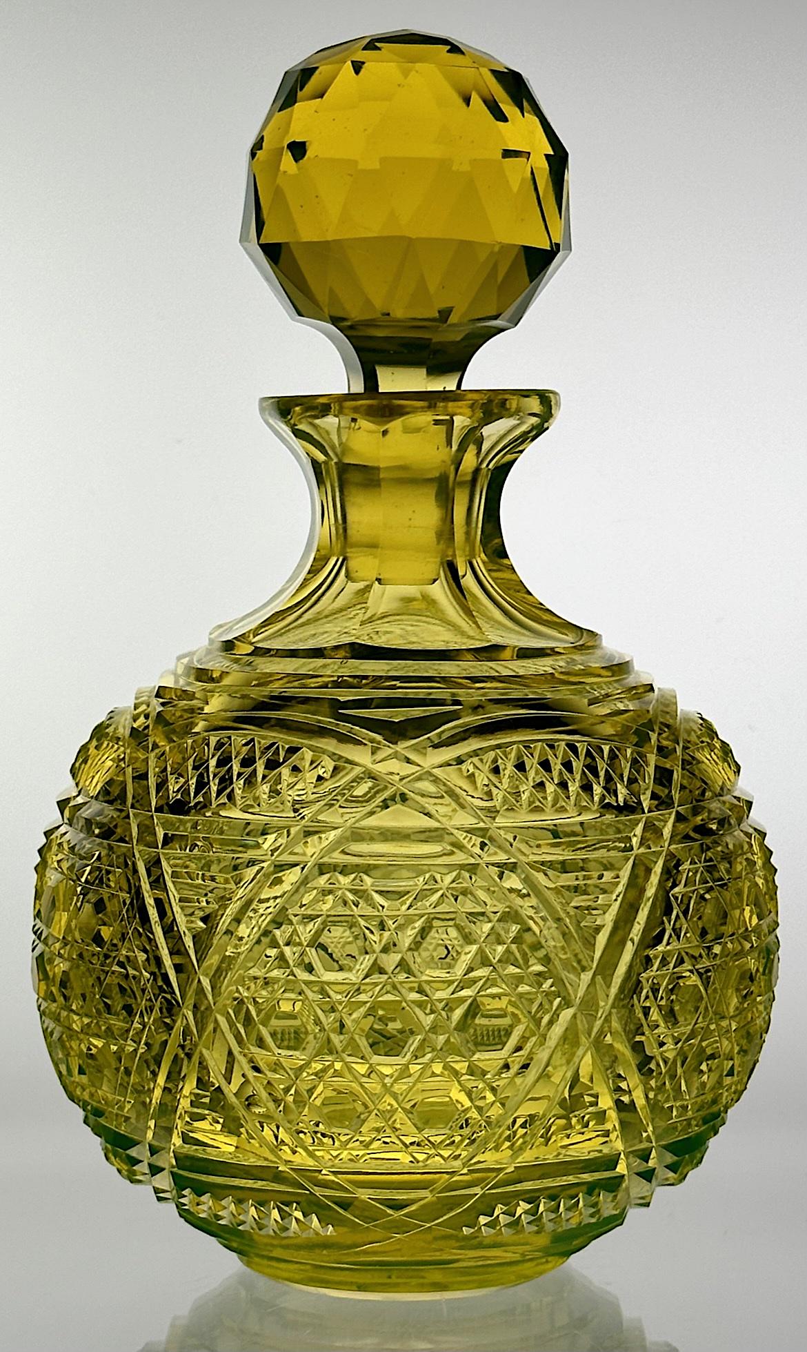 Solid Uranium Vaseline Cut Glass Cologne Matched Stopper (1 of 3)