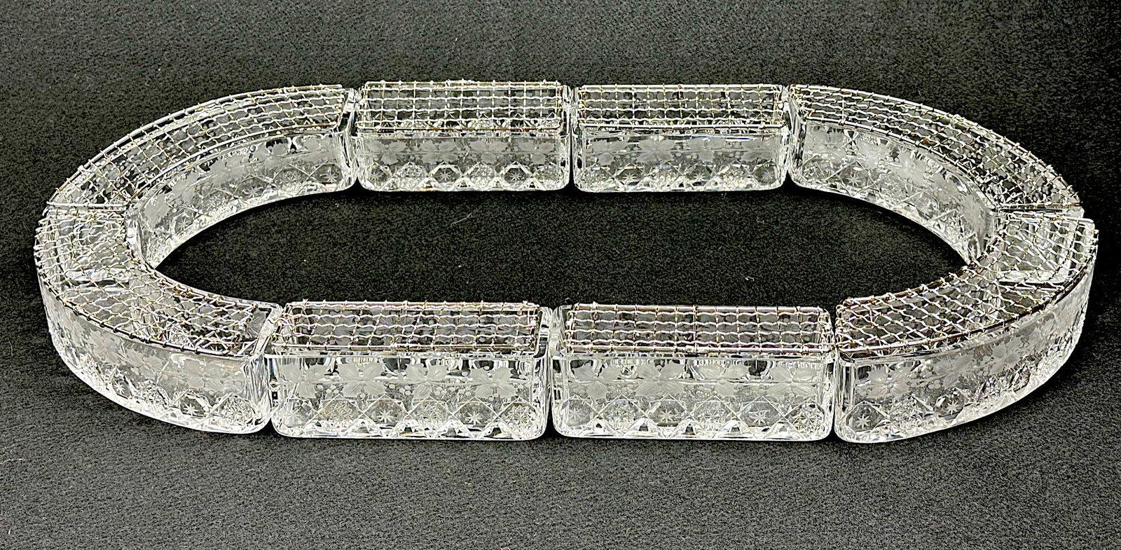 Rare Sinclaire Snowflake & Holly Cut Glass Centerpiece Set (1 of 7)