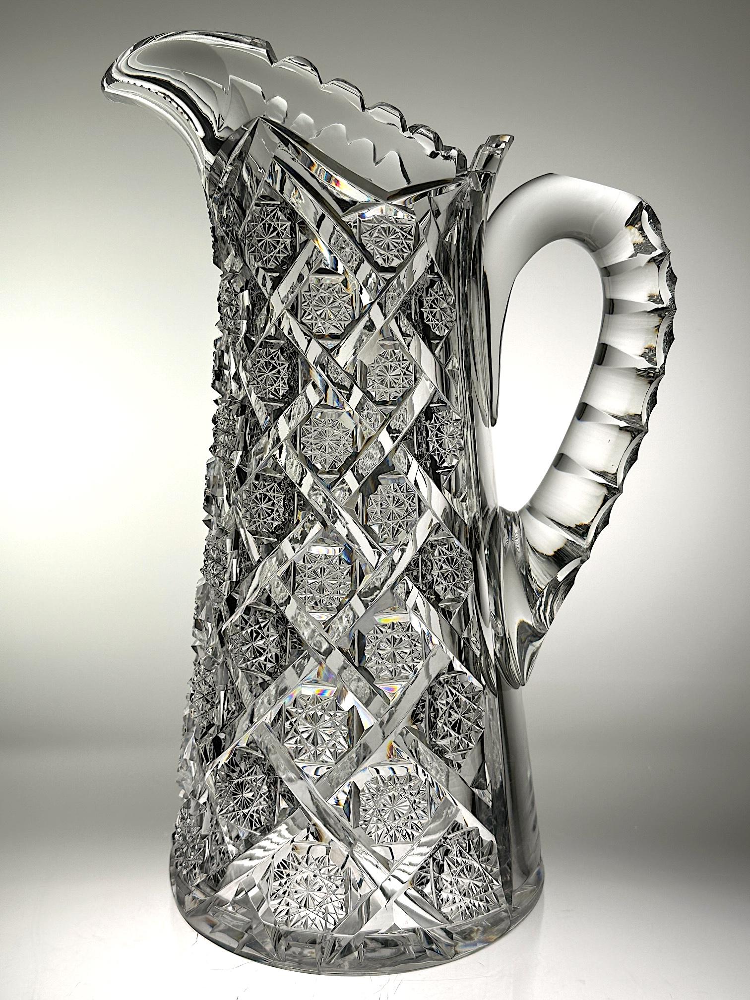 Rare Signed Egginton Trellis ABP Cut Glass Pitcher (1 of 6)