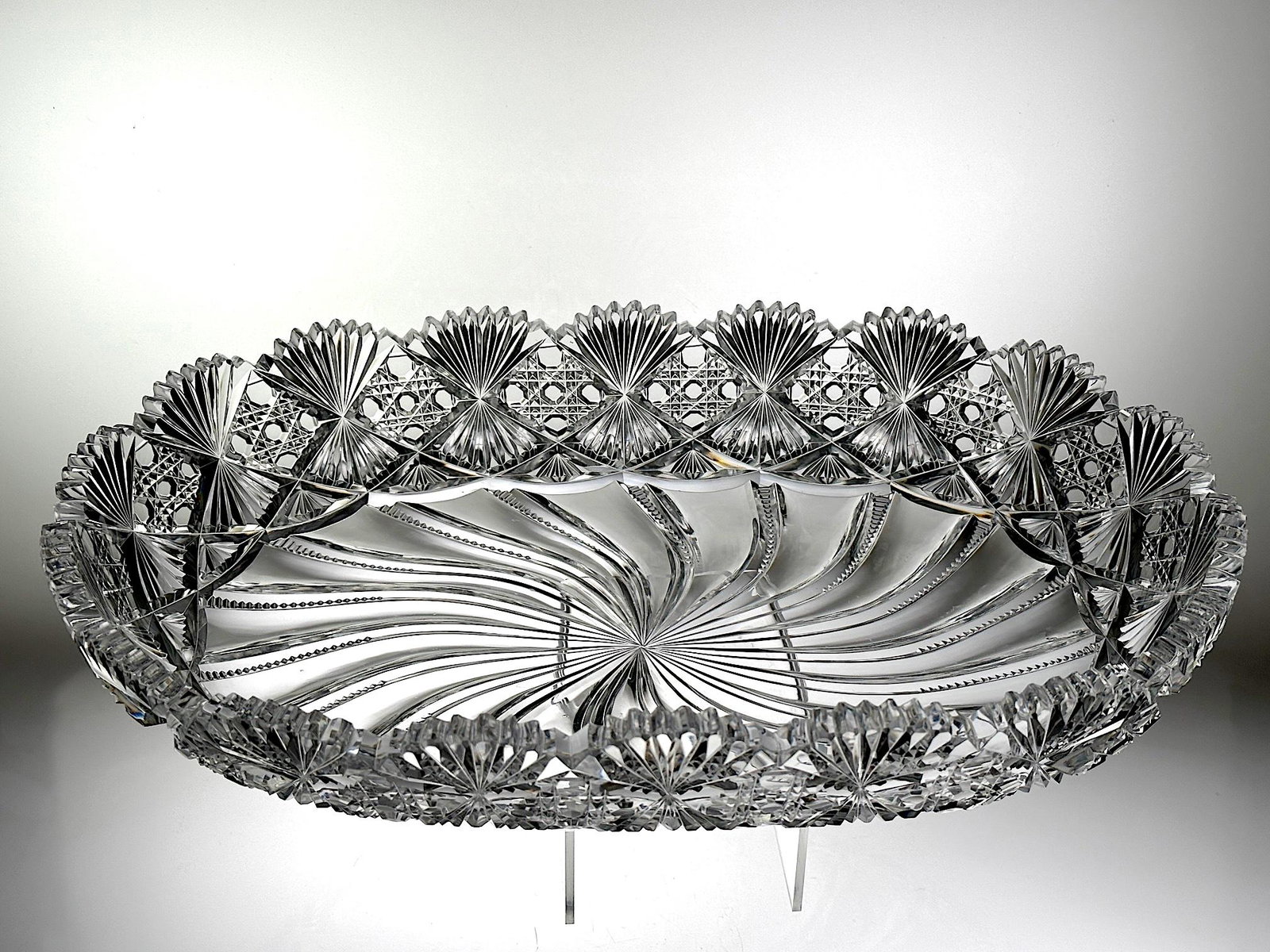 Rare J. Hoare Croesus Cut Glass Oval Serving Bowl (1 of 3)