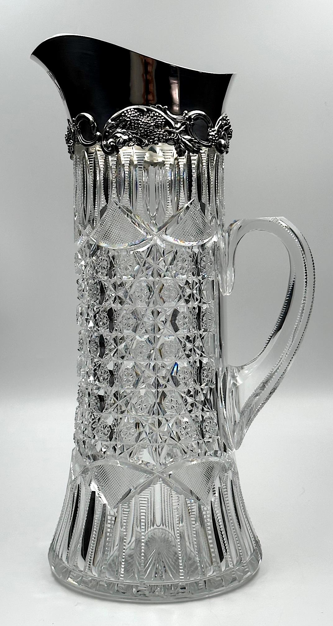 J. Hoare Cut Glass Tall Pitcher, Tiffany Sterling Collar (1 of 6)