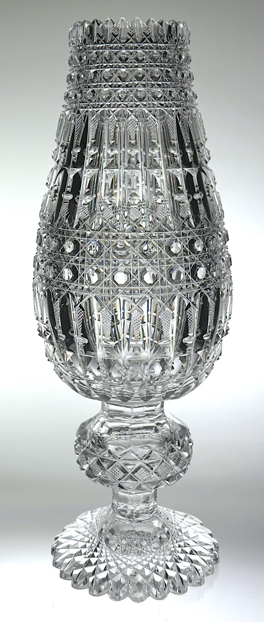 Unusual & Rare Cut Glass Footed Vase in Libbey Prism (1 of 5)