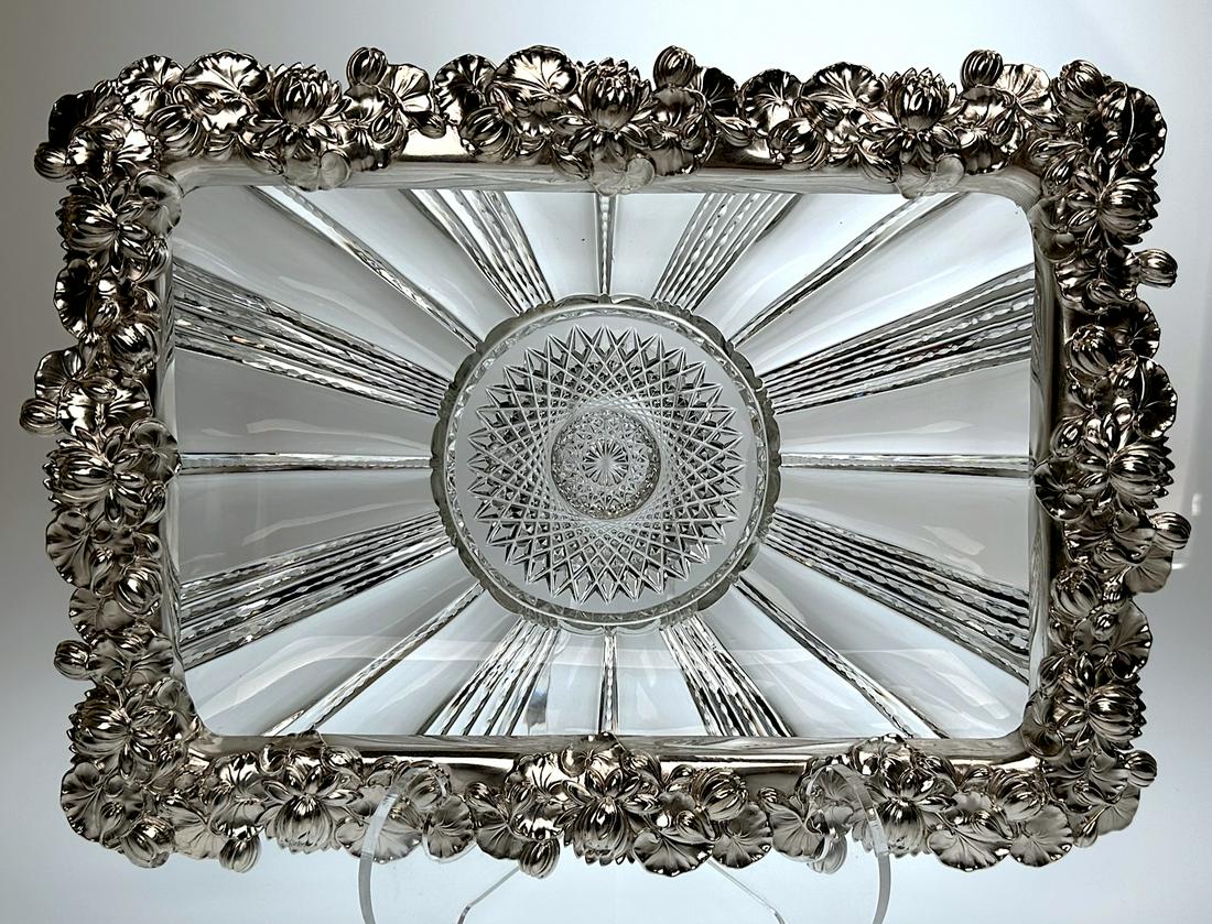 J. Hoare Cut Glass Tray With Gorham Sterling Ca. 1897 (1 of 4)