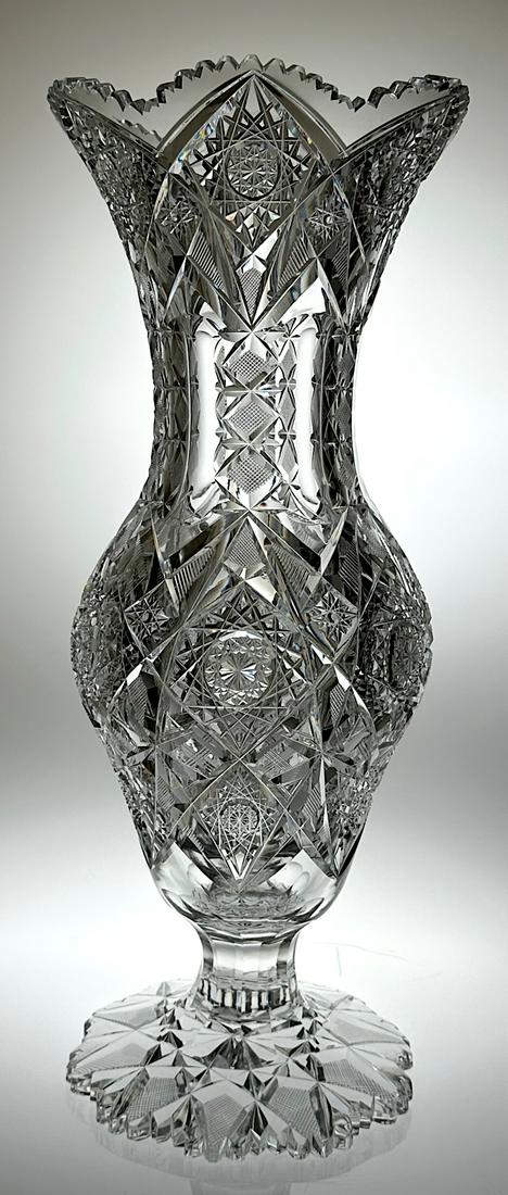 Very Large Libbey Cut Glass Footed Vase 16.5 lbs (1 of 5)