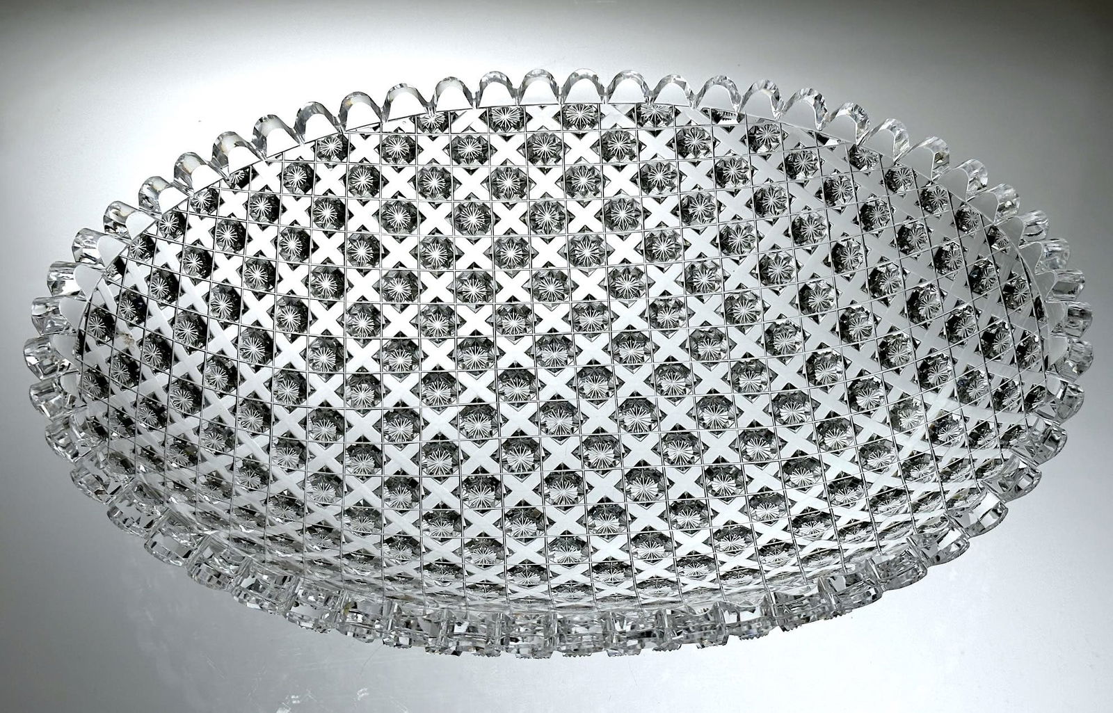 Fine American Brilliant Cut Glass Bowl Trellis Type Unger Bros. (1 of 2)