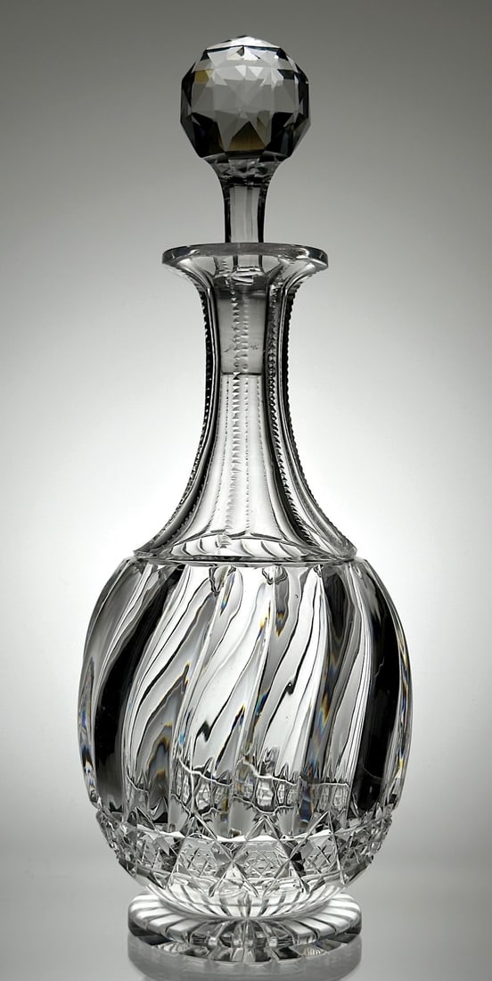 Rare J. Hoare Richelieu Cut Glass Footed Decanter (1 of 3)
