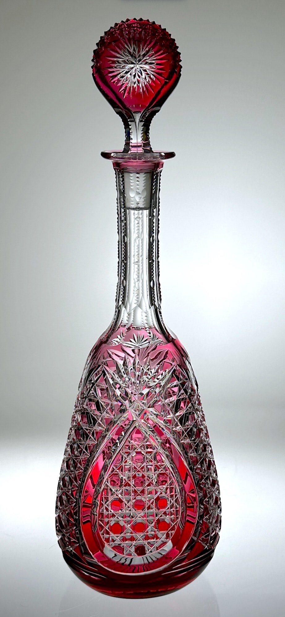 Val St. Lambert Tosca Red-Clear Cut Glass Decanter (1 of 4)