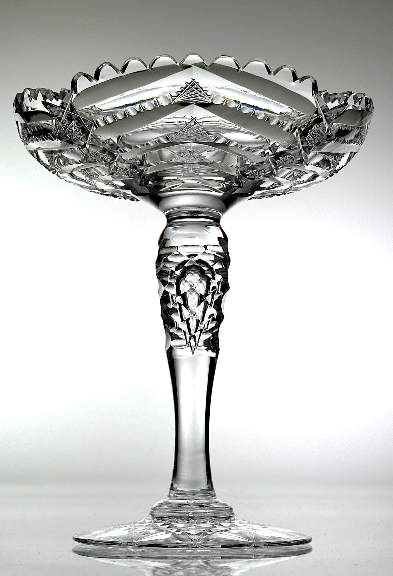 Libbey Herringbone Cut Glass Compote (1 of 3)