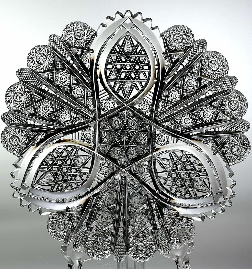 Rare Signed Hawkes Oriental Cut Glass 7" Plate (1 of 2)