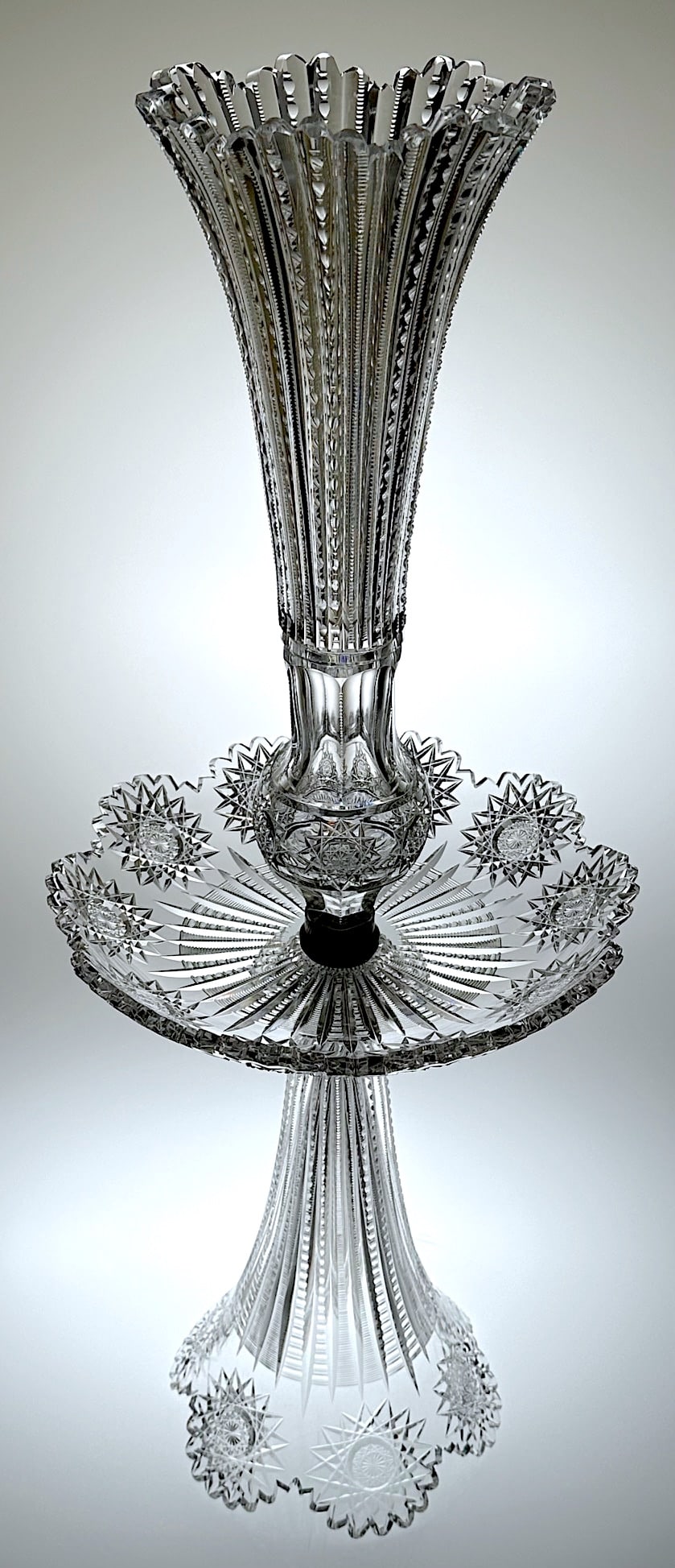 C.F. Monroe Prism & Hobstar Tall 4 Pc. Cut Glass Epergne (1 of 3)