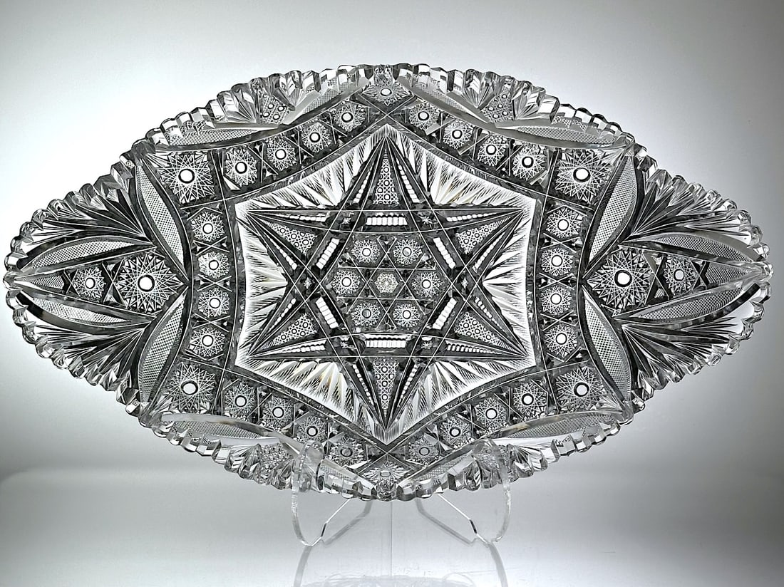 W.C. Anderson Jeweled Star Cut Glass Ice Cream Tray (1 of 4)