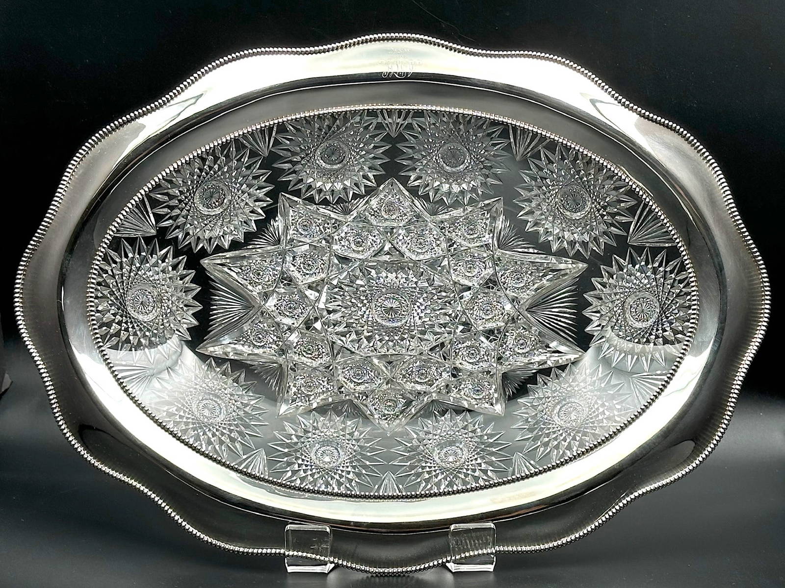 Rare Hawkes Festoon Cut Glass Ice Cream Tray Shreve Sterling Auction