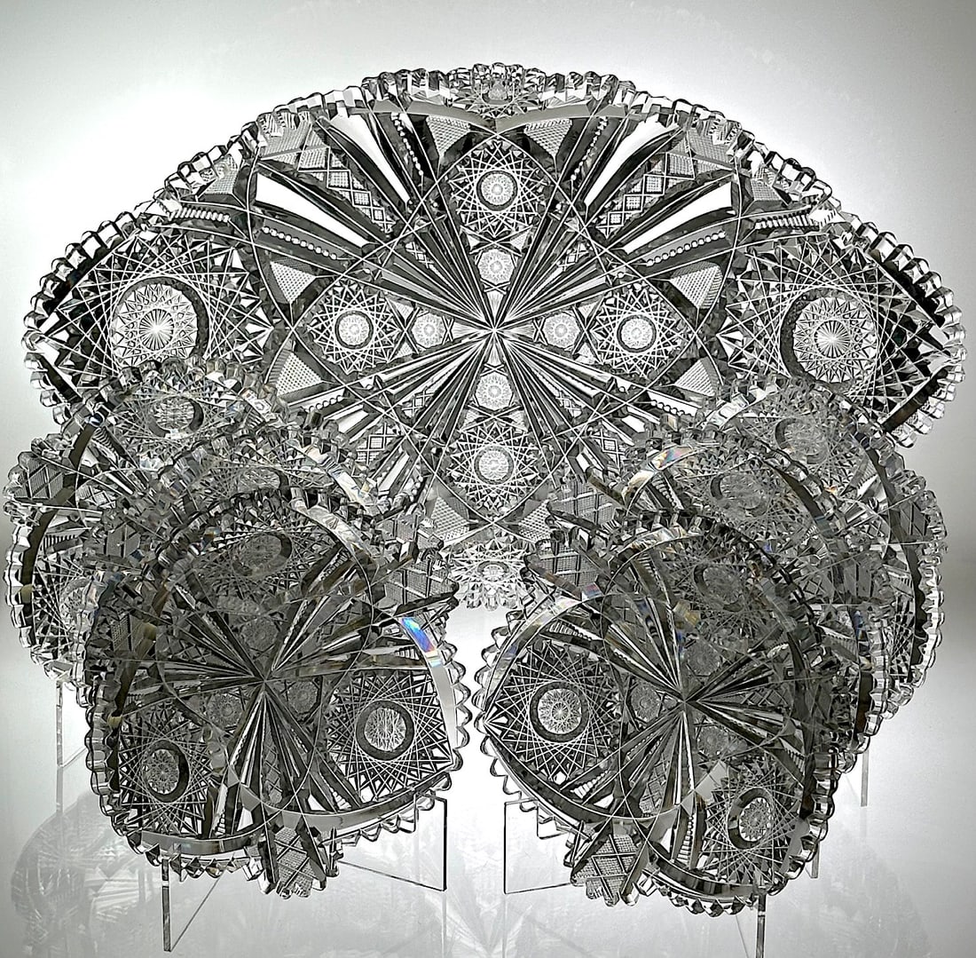 Rare Libbey Wedgemere Cut Glass  7 Pc. Ice Cream Set (1 of 5)