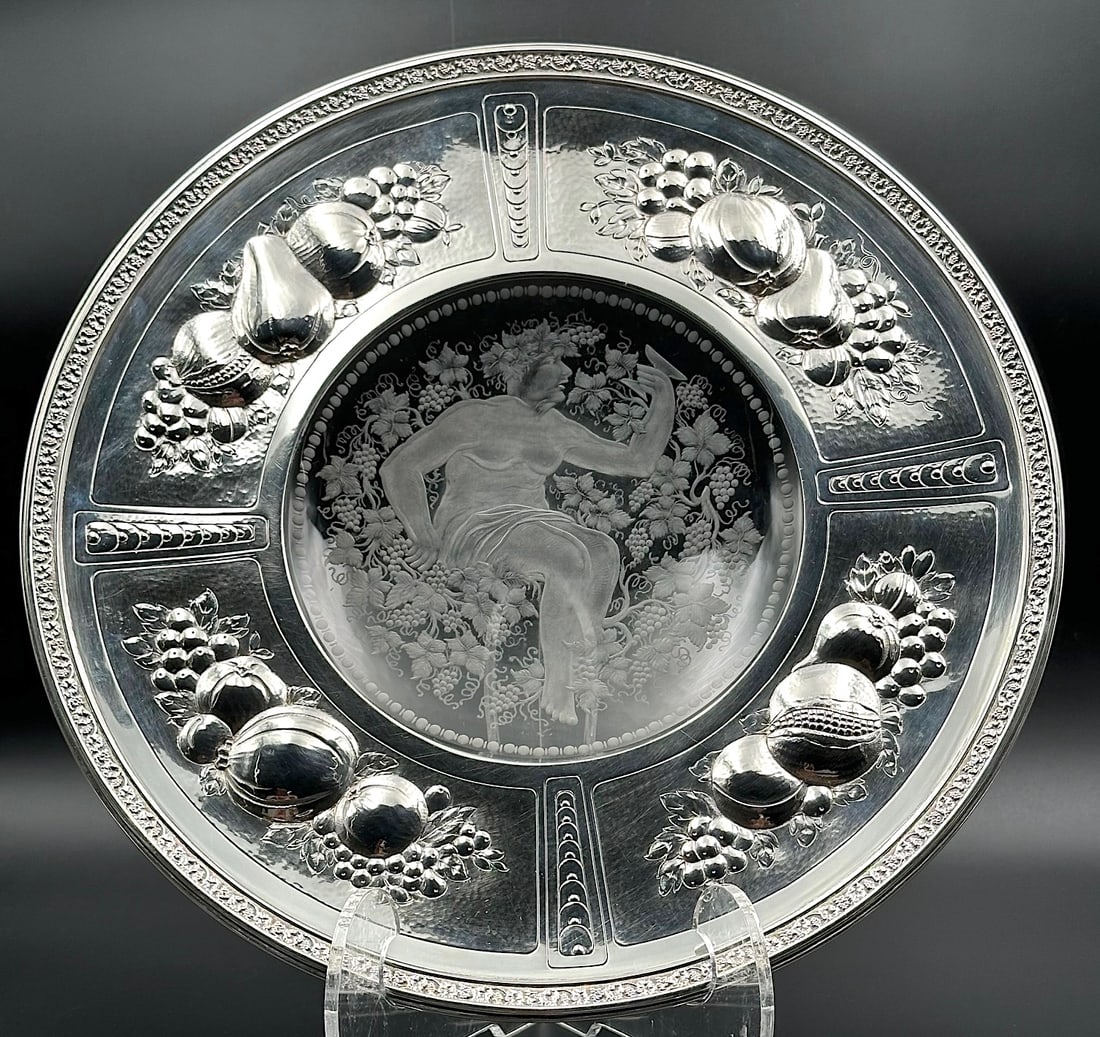 Fantastic Sinclaire Engraved Round Tray With Sterling (1 of 3)