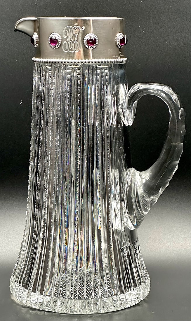 American Brilliant Cut Glass Pitcher  Theo. B. Starr Sterling (1 of 5)