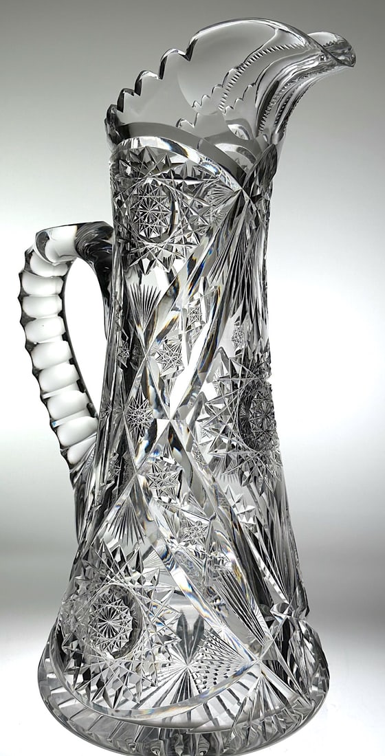 Signed Libbey Cut Glass Pitcher With Large Hobstars (1 of 6)
