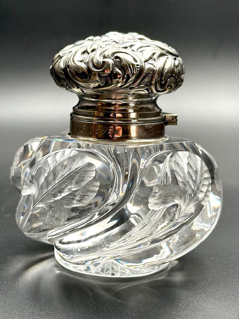 Fine Dorflinger Cut Glass & Engraved Inkwell With Sterling (1 of 4)