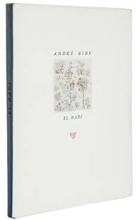 GIDE AND MIRZA ISPAHANI - El Hadj 1932: GIDE, André (1869 - 1951). El Hadj. Paris: Editons d'Ispahan, 1932. Small folio. (11 1/4 x 9 inches). 68 pp. Publisher's paper wrapper. 1932 edition of André Gide's El Hadj. Illustrated with color