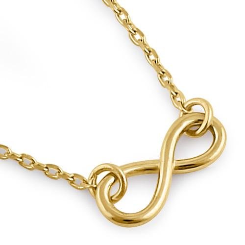 Solid 14k Yellow Gold Trendy Infinity Necklace
