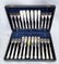 CASED, STERLING FISH KNIVES AND FORKS FOR TWELVE
