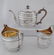 GEORGE III THREE PIECE SILVER TEA SET WITH TRIVET - 4