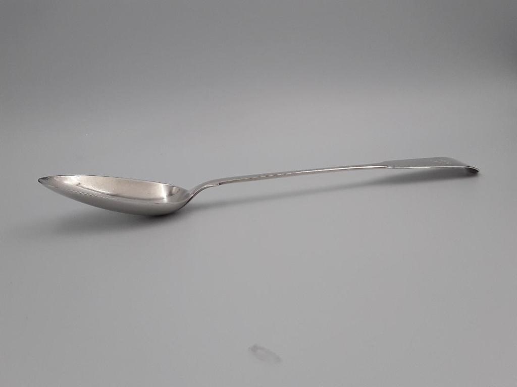 GEORGIAN SILVER STUFFING/BASTING SPOON: London, 1833 Maker: John , Henry, and Chas. Lias 120 grams - 12" x 2"