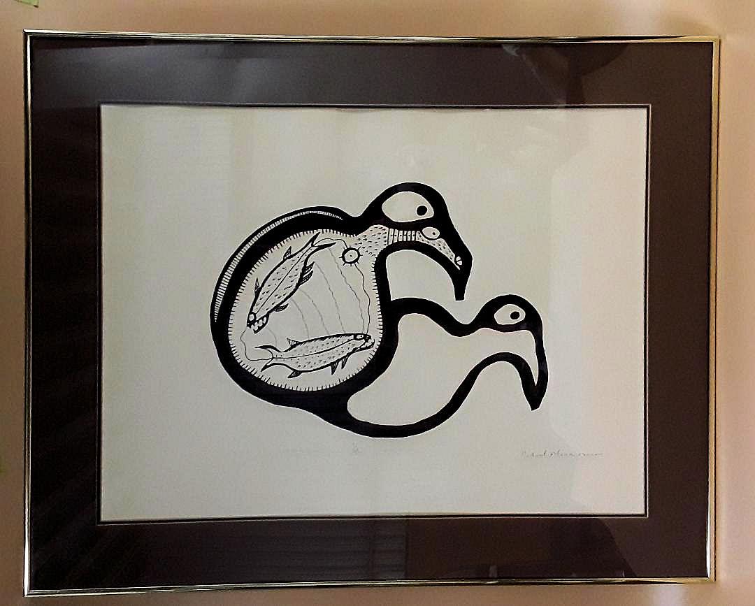 NORVAL MORRISSEAU Signed Print: Canadian, 1931 - 2007 "Cause and Effect" Sharp image. Signed and titled in graphite - edition 17/99 18" h x 24" w