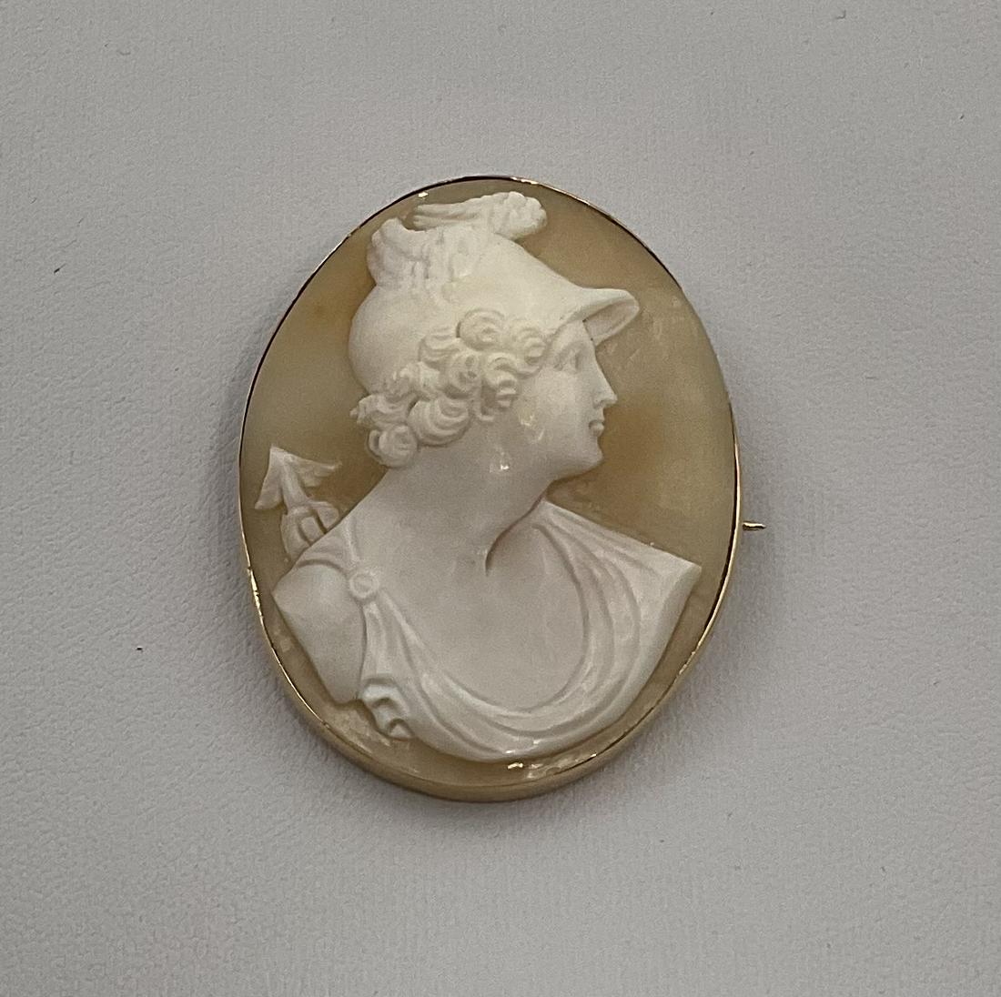 VINTAGE CAMEO AND 14K GOLD BROOCH (1 of 4)
