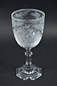 LATE 19TH C BOHEMIAN OR ENGLISH INTAGLIO GOBLET