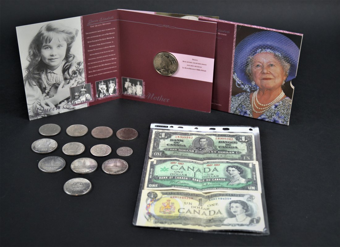 QUEEN MOTHER CROWN, CDN SILVER DOLLARS AND MORE (1 of 6)