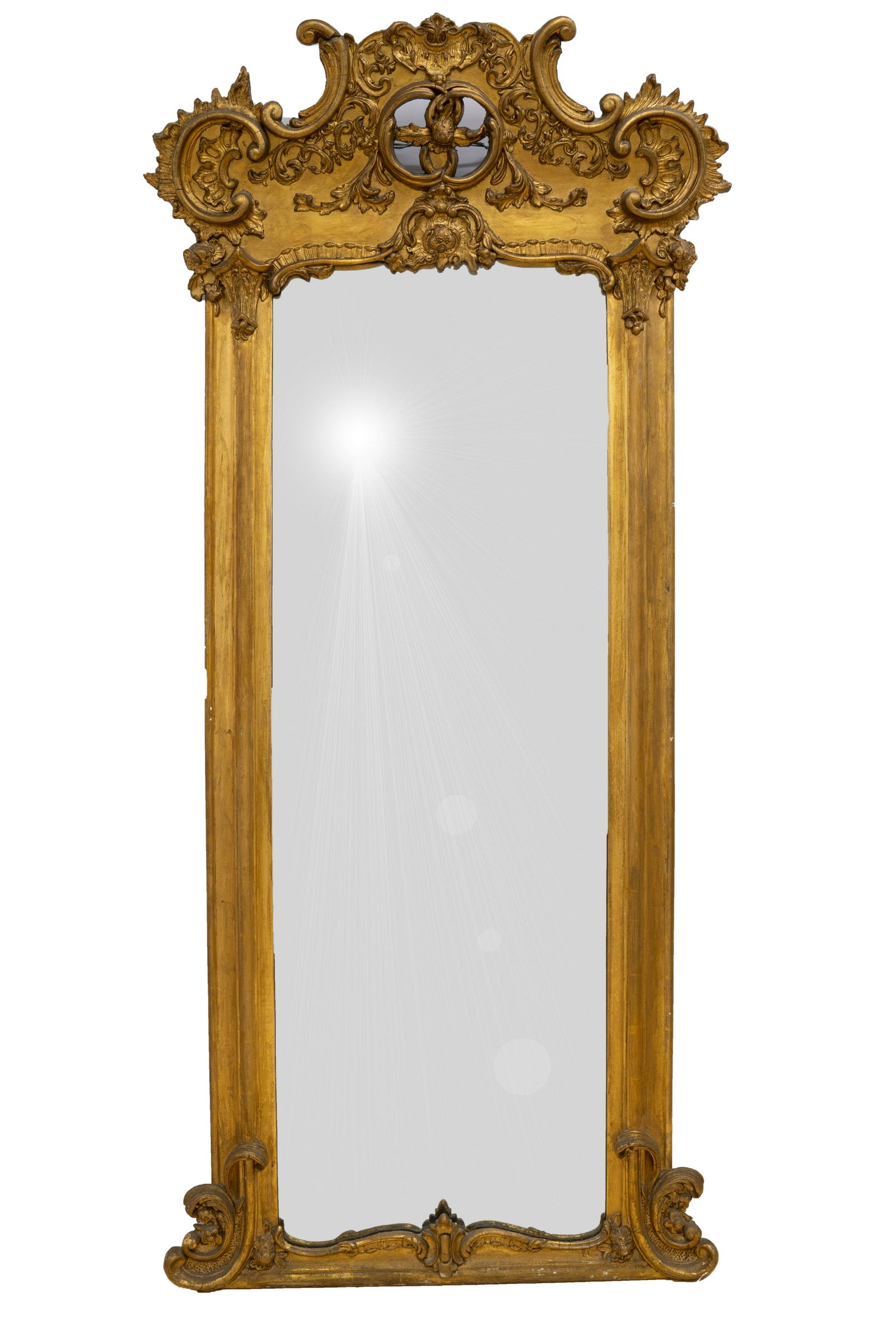 SPLENDID ANTIQUE FRENCH GILT WOOD MIRROR (1 of 4)
