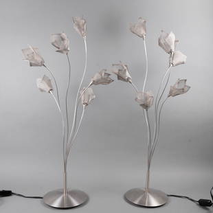 HARCO LOOR MODERNIST BREEZE LAMPS: Holland, late 20th/early 21st century. This is a pair of hand made floral table lamps from the Harco Loor Breeze collection. Each lamp is designed and shaped by Harco Loor himself. These lamps are mad